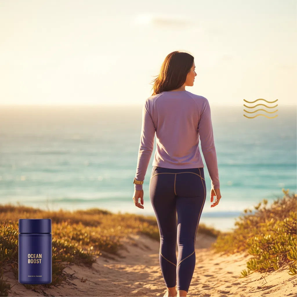 Person walking along an Australian beach path - food supplement for active lifestyle